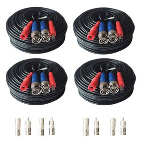 YUARISX 4 PACK 100FT ALL-IN-ONE VIDEO POWER CABLES, SECURITY CAMERA CABLE BNC EXTENSION SURVEILLANCE WIRE CORD FOR CCTV SECURITY D