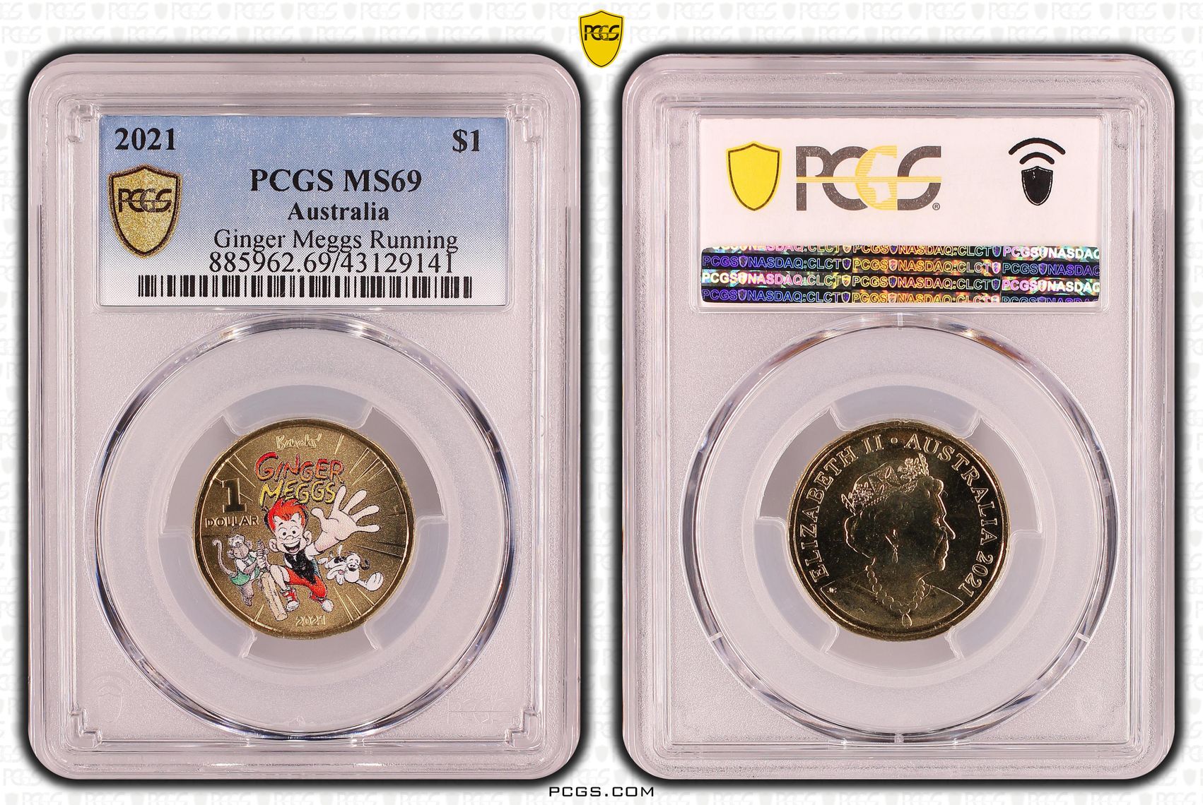 Ginger Meggs Running POP 3/0, One Dollar, 2021, PCGS MS69