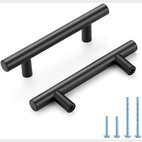 3 BLACK CABINET HANDLES 3 INCH HOLE SPACING STAINLESS STEEL DRAWER PULLS FOR CABINETS, DRESSER, BATHROOM 30 PACK