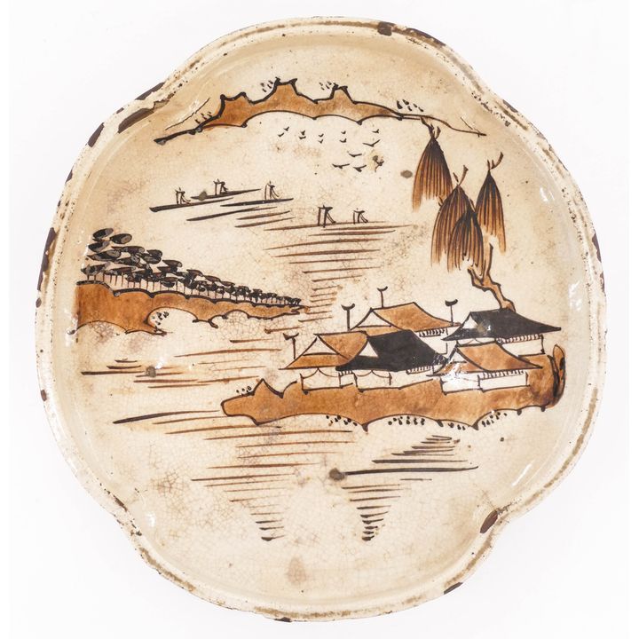 Japanese Edo Seto Ware Oval Tray 1.25''x9.5''x9''