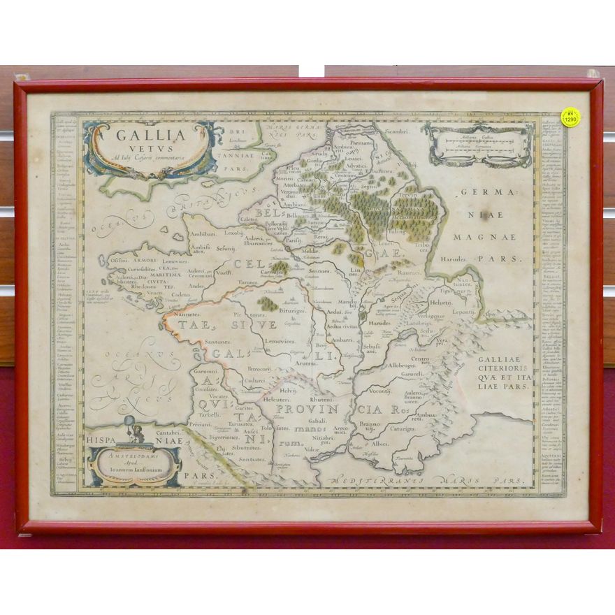 Johannes Janssonius 17th Cent. ''Gallia Vetus'' Tinted Map