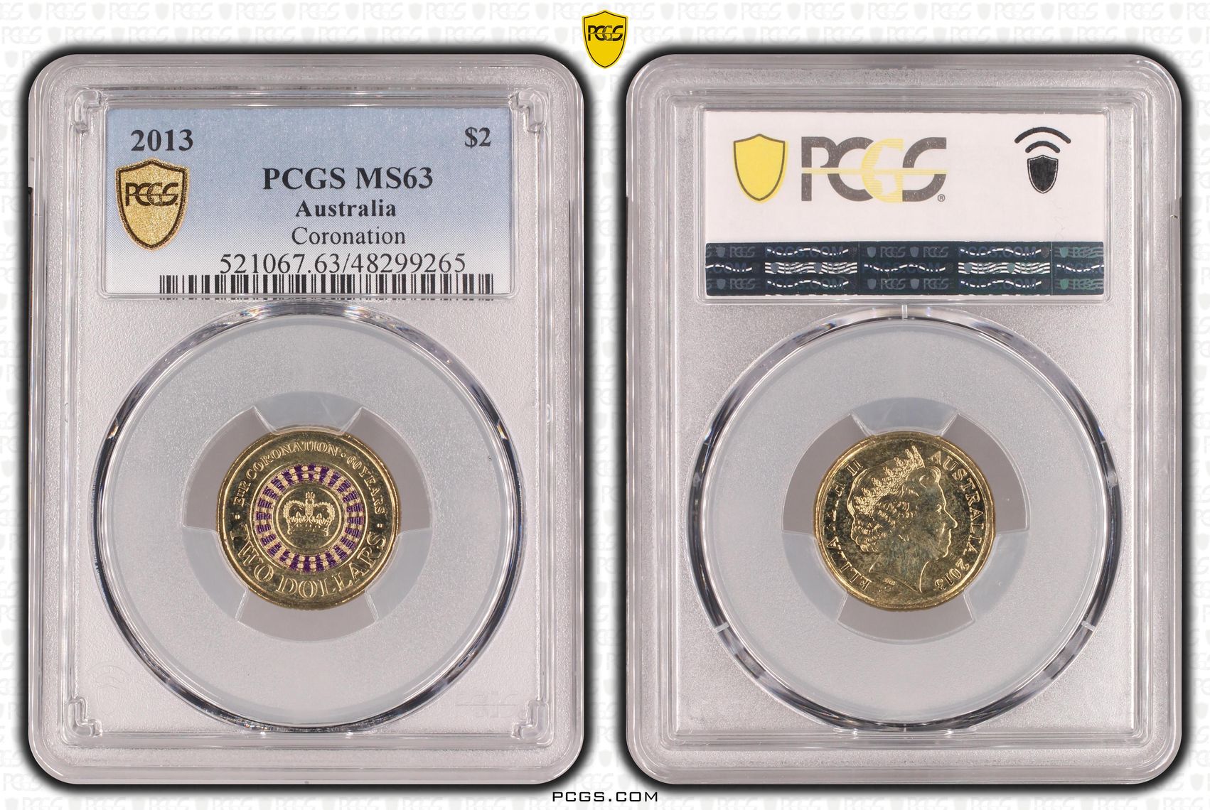 Elizabeth II, Coronation Colorized, Two Dollar, 2013, PCGS MS63