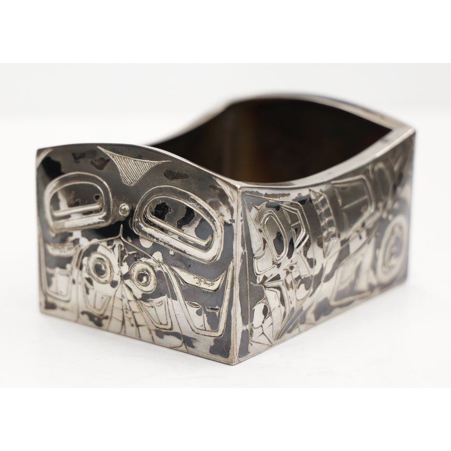 Northwest Coast Silver Bentwood Bowl Model