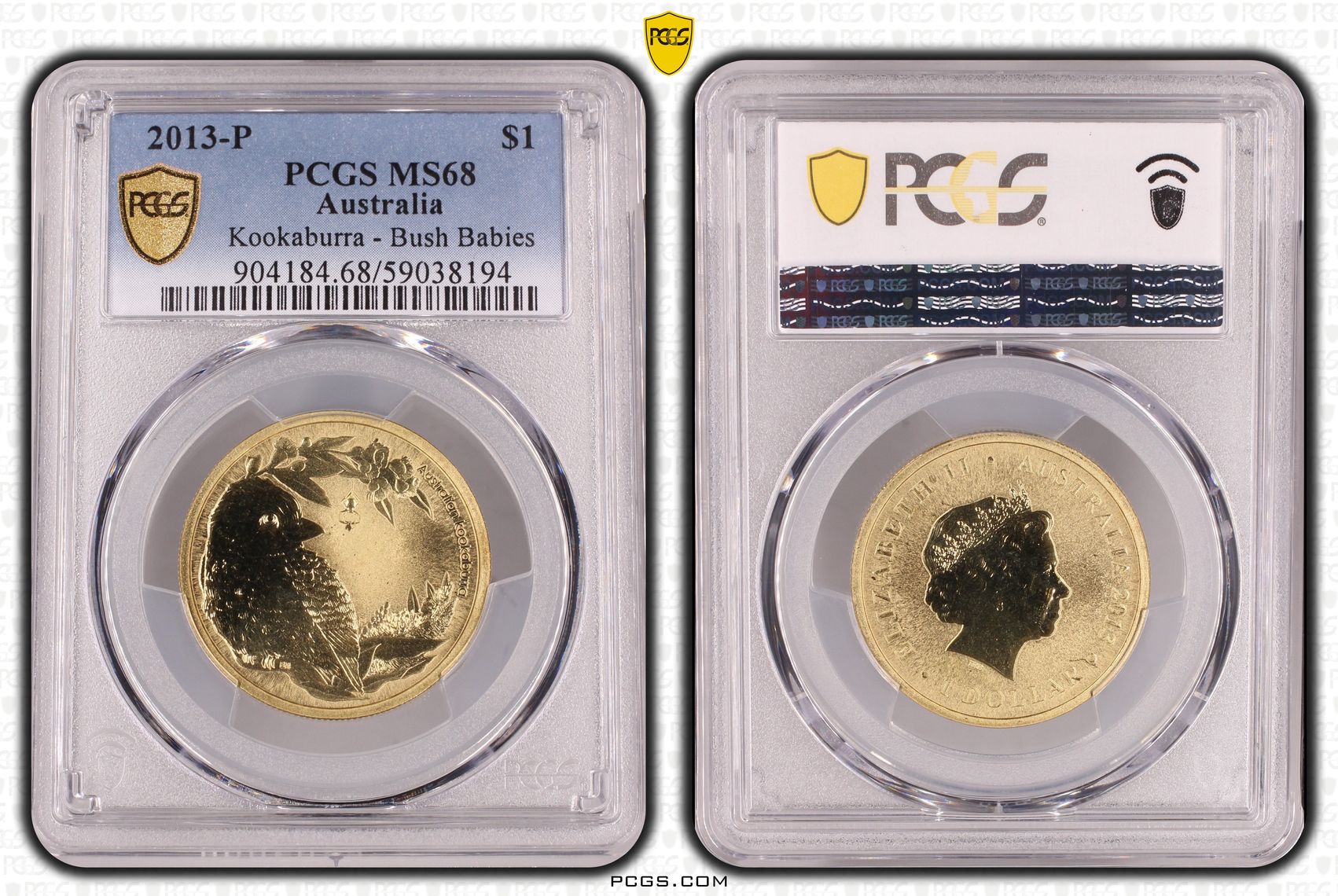 Kookaburra - Bush Babies, One Dollar, 2013-P, PCGS MS68
