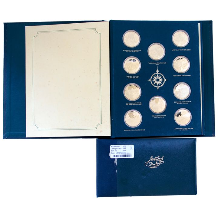 The Voyages of Captain James Cook, Gilt Sterling Silver Medallion Set,