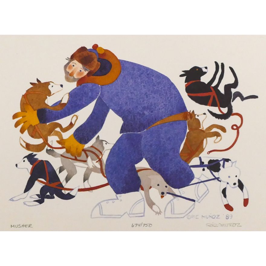 Rie Munoz ''Musher'' 1989 Signed Print 10.5'' x 13.5'' Sheet.