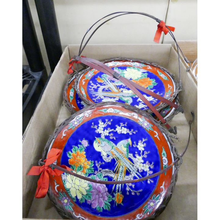 Box Japanese Porcelain Trays with Woven Handles