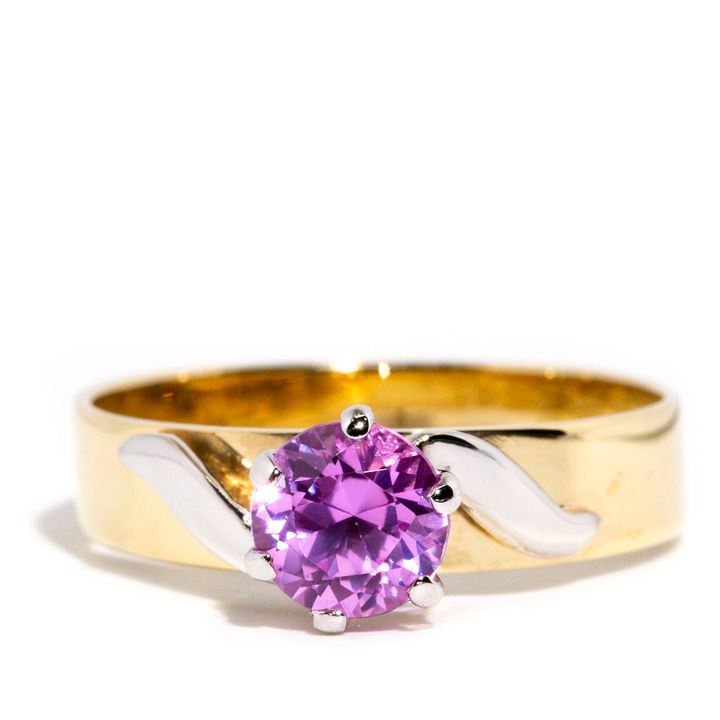 Pink Synthetic Sapphire Ring,