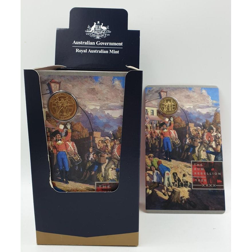The Rum Rebellion $1 Carded Coins in RAM Box