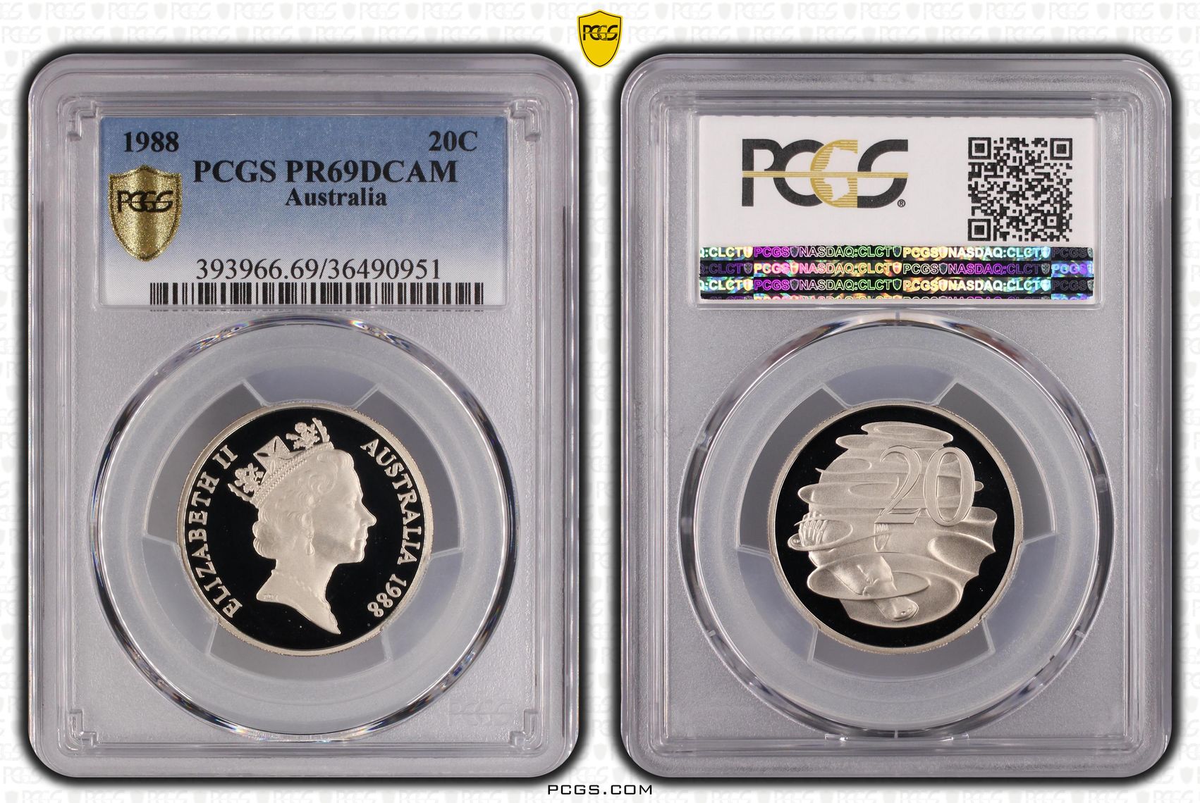Elizabeth II, Twenty Cent, 1988, PCGS PR69DCAM