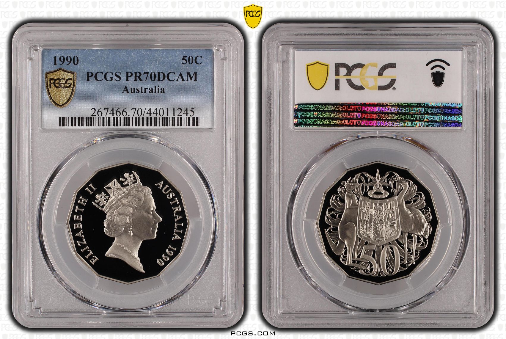 1990 Australia Fifty Cent, 50c PCGS - PR70DCAM POP 17/0 -245