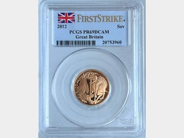 2012 ELIZABETH II DIAMOND JUBILEE 'ONE YEAR TYPE' PROOF GOLD SOVEREIGN PR69 DCAM