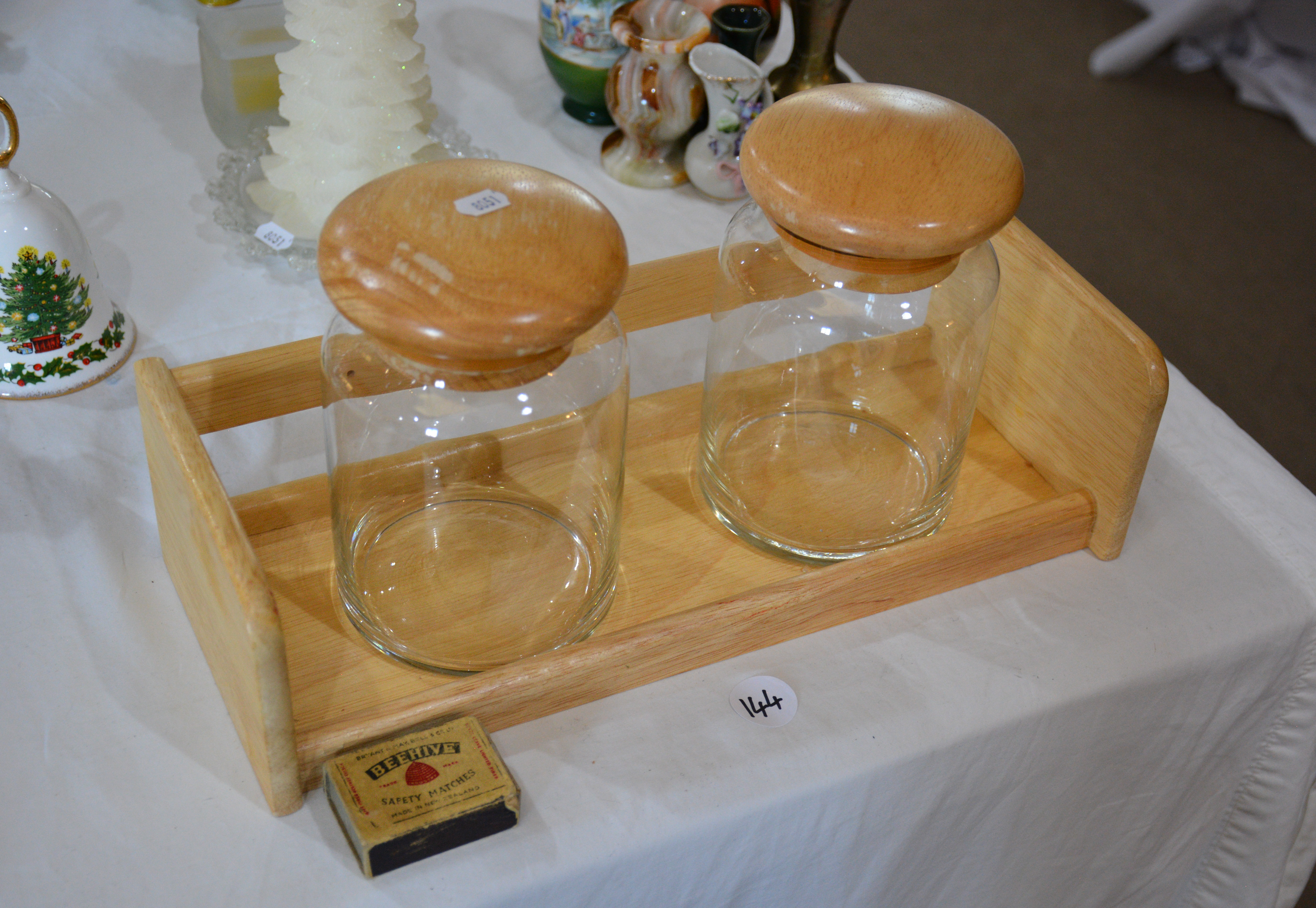 Wooden Tray plus 2 Lidded Containers — NZ auction result