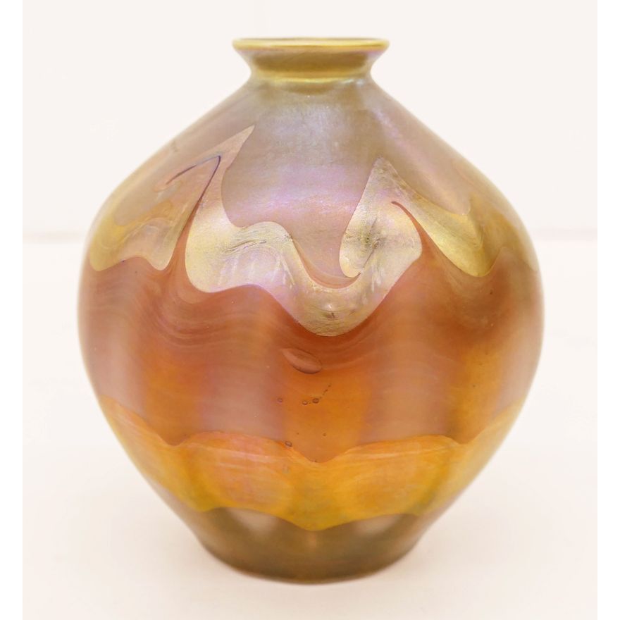 L.C. Tiffany Gold Iridescent Cabinet Vase 4.