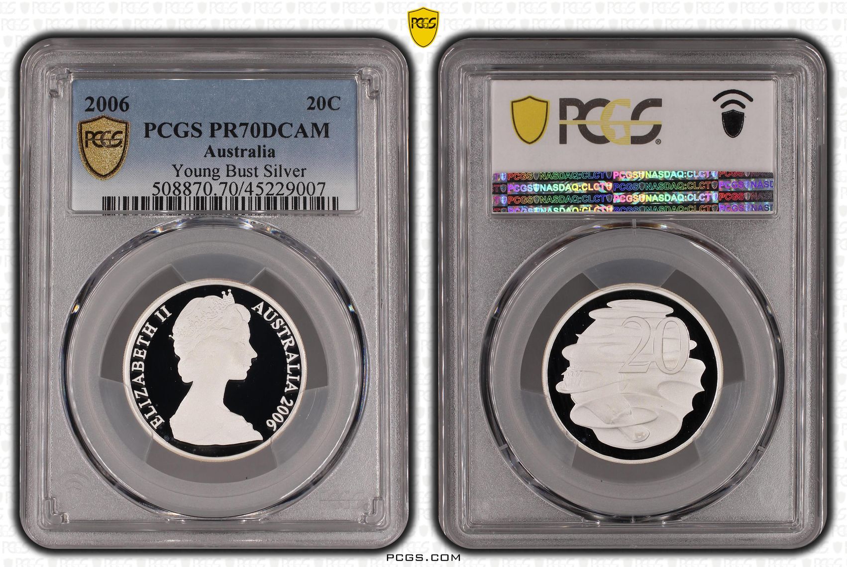 2006 Australia Twenty Cent, 20c Silver Young Bust Silver PCGS - PR70DCAM POP 10/0 -007