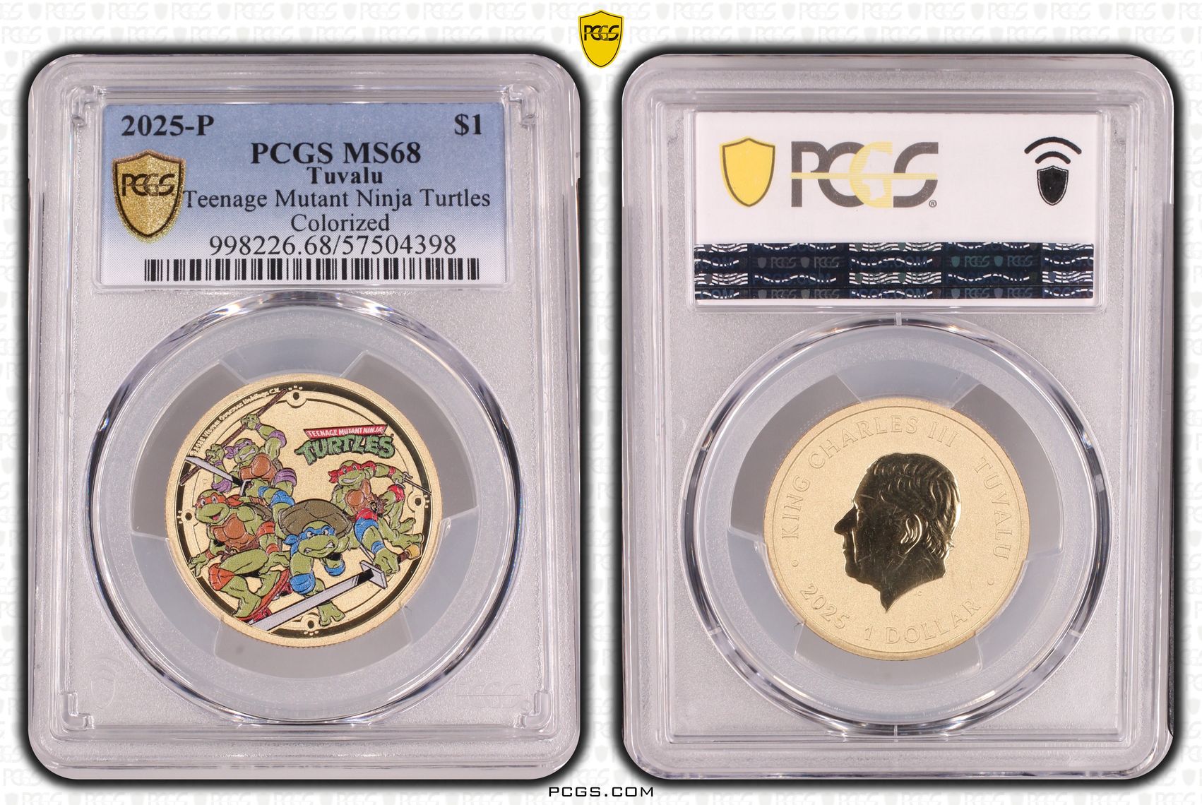Tuvalu, Teenage Mutant Ninja Turtles Colourised, One Dollar, 2025-P, PCGS MS68