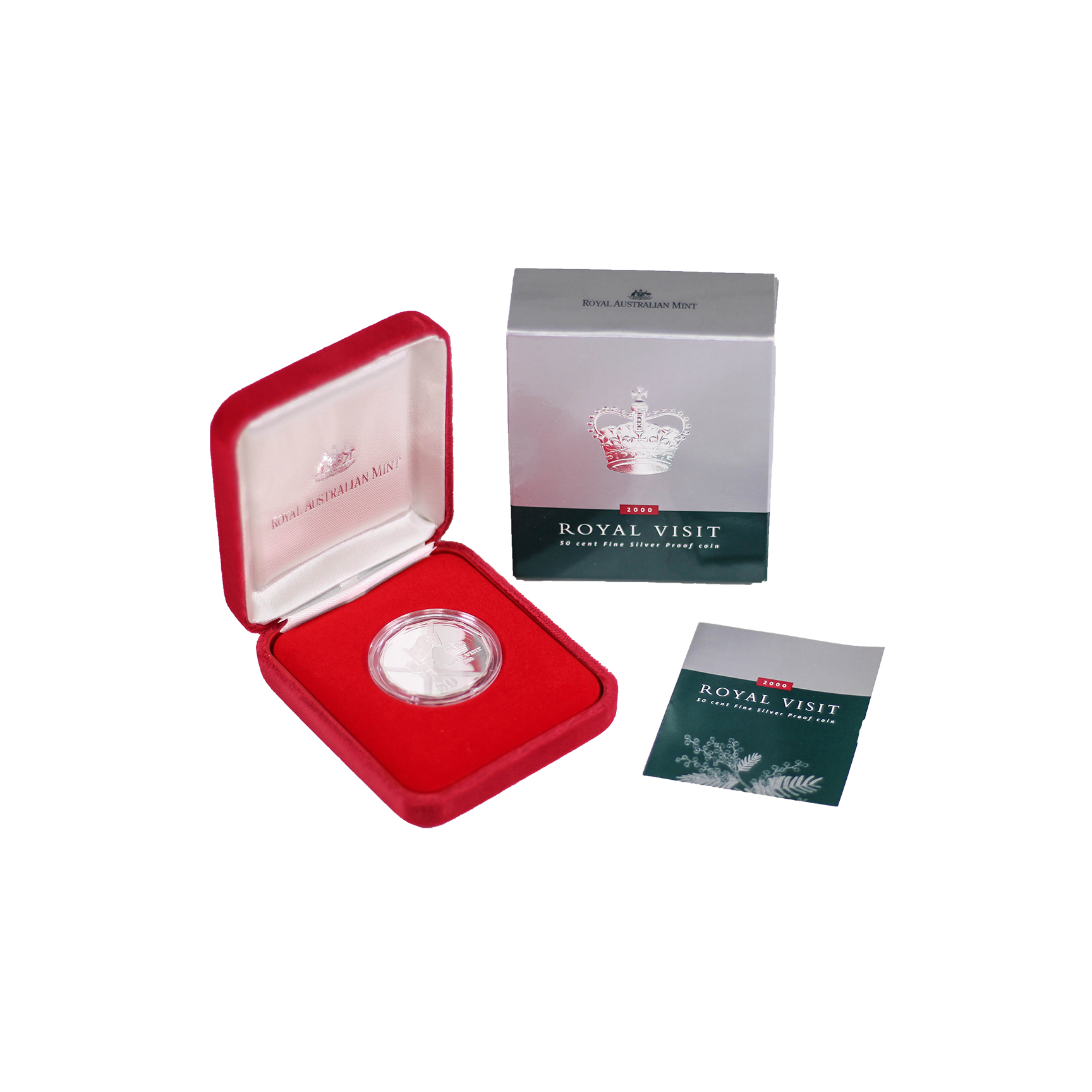 2000 Royal Australian Mint 50c Royal Visit Silver Proof Coin - Box & COA