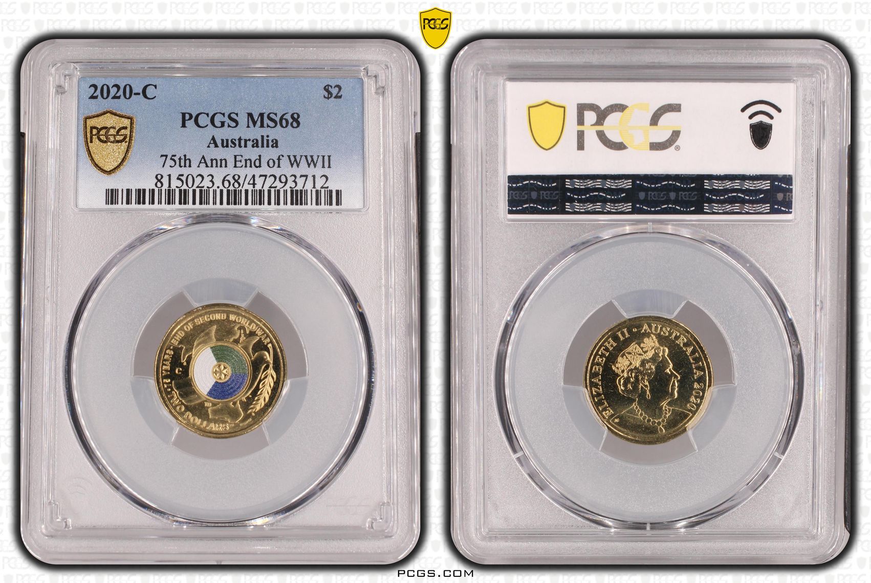 Elizabeth II, 75th Ann End of WWII, Two Dollar, 2020-C, PCGS MS68