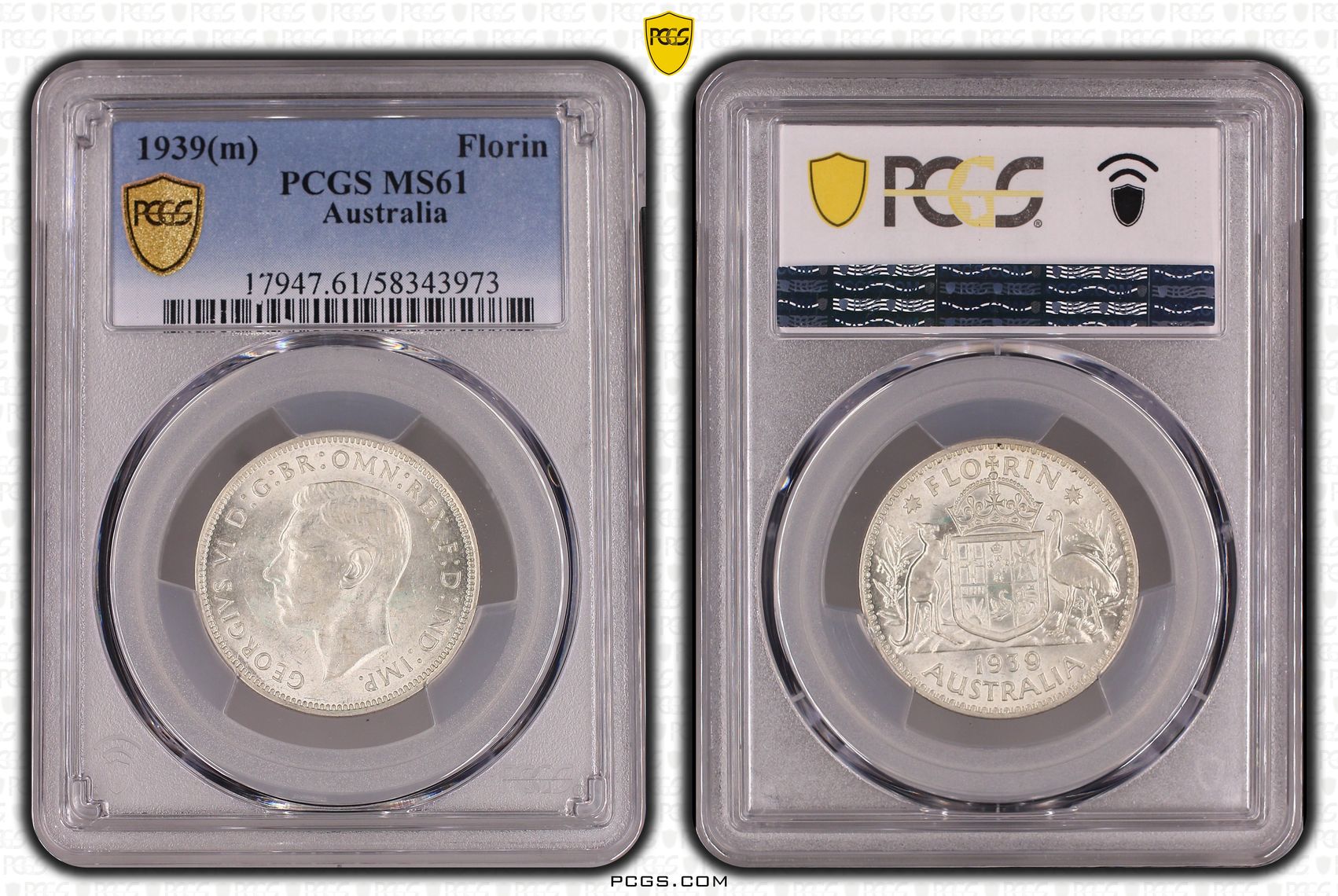 George VI, Florin, 1939, PCGS MS61