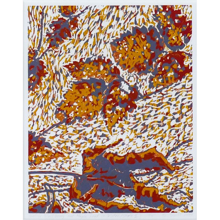 Stephan Soihl ''Native Blackberry and Maple Leaf'' 1999 Linocut
