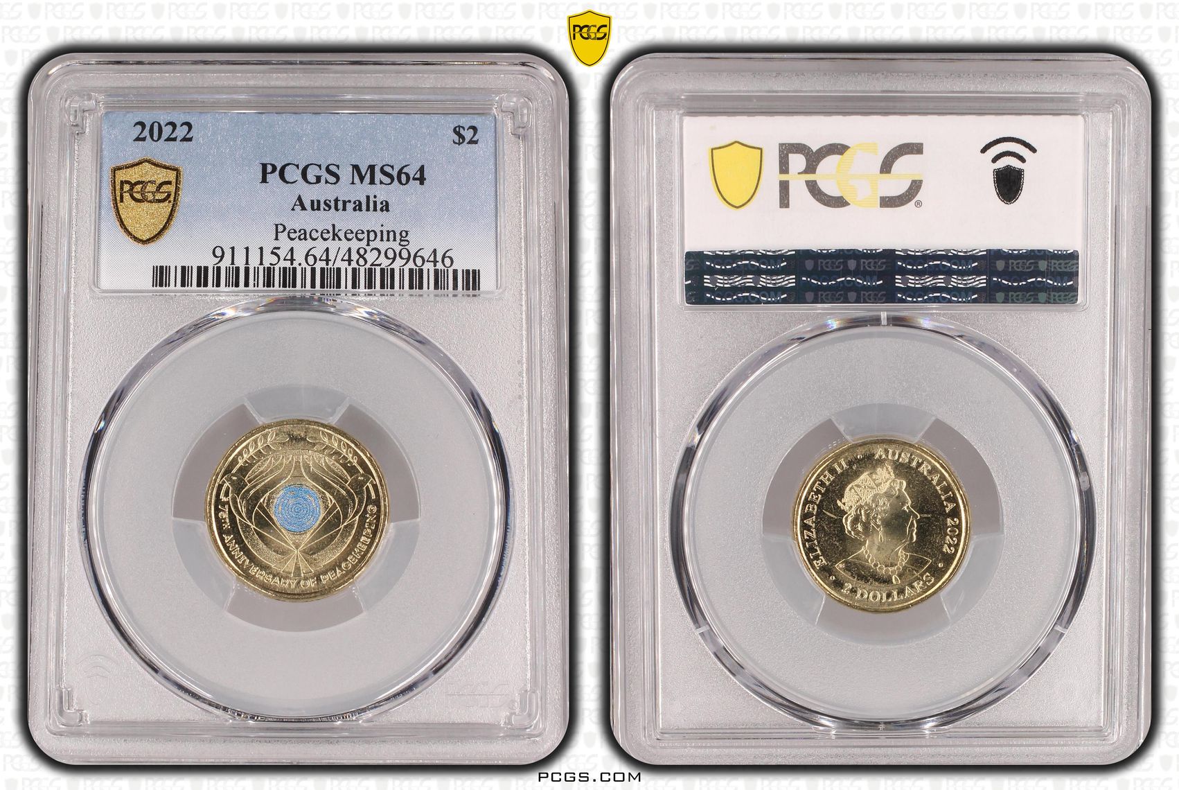 Elizabeth II, Peacekeeping - Colorized, Two Dollar, 2022, PCGS MS64