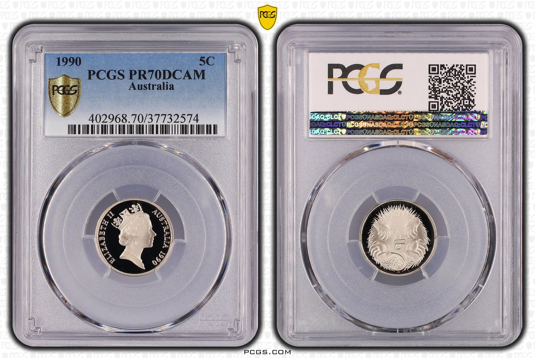 Elizabeth II, Five Cent, 1990, PCGS PR70DCAM