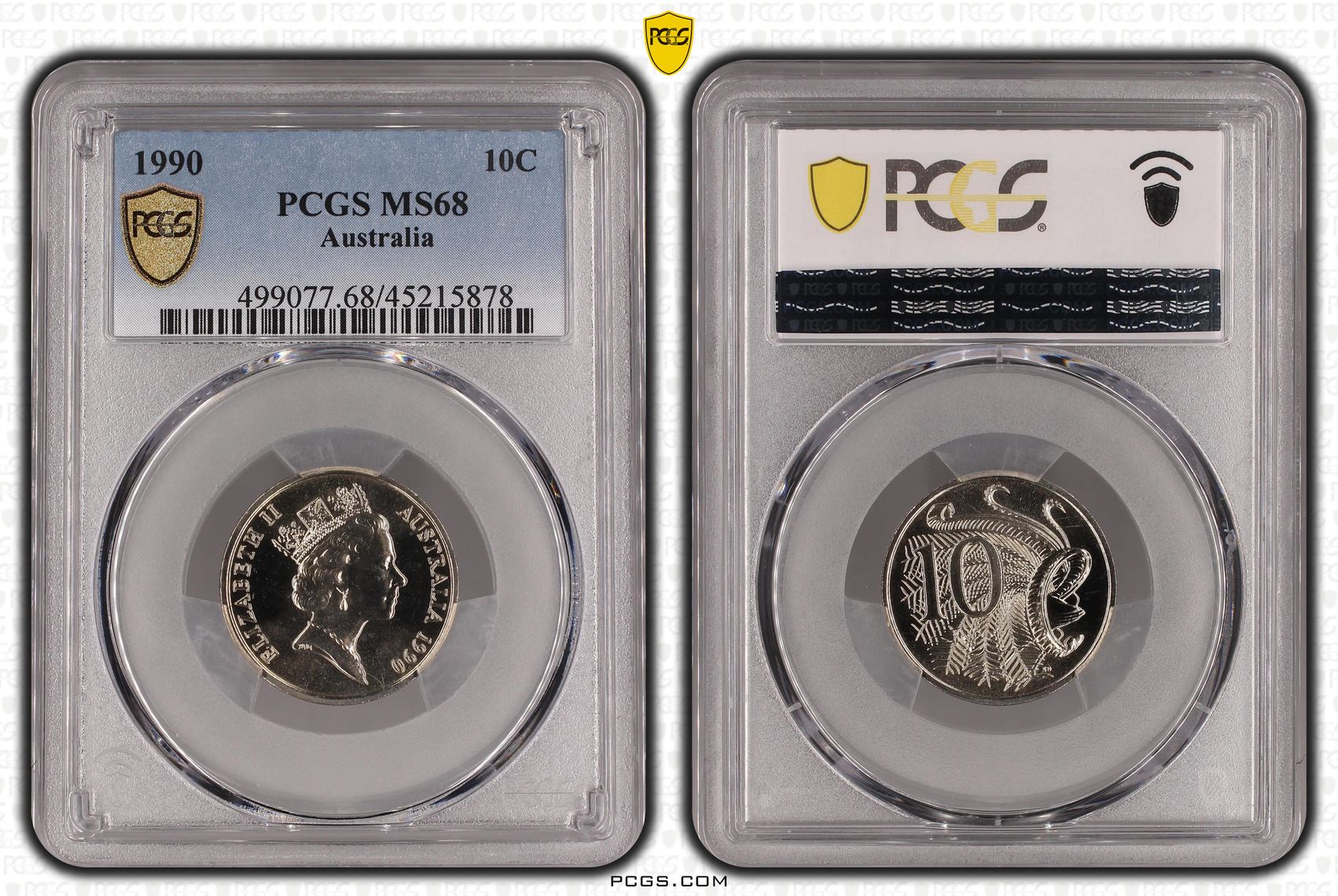 1990 Australia Ten Cent, 10c PCGS - MS68 -878