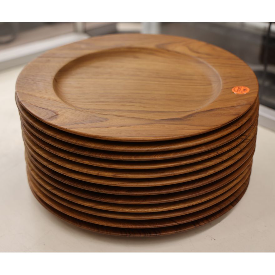 Set 12 Mid Century Wiggers Denmark Teak Dinner Plates 11''