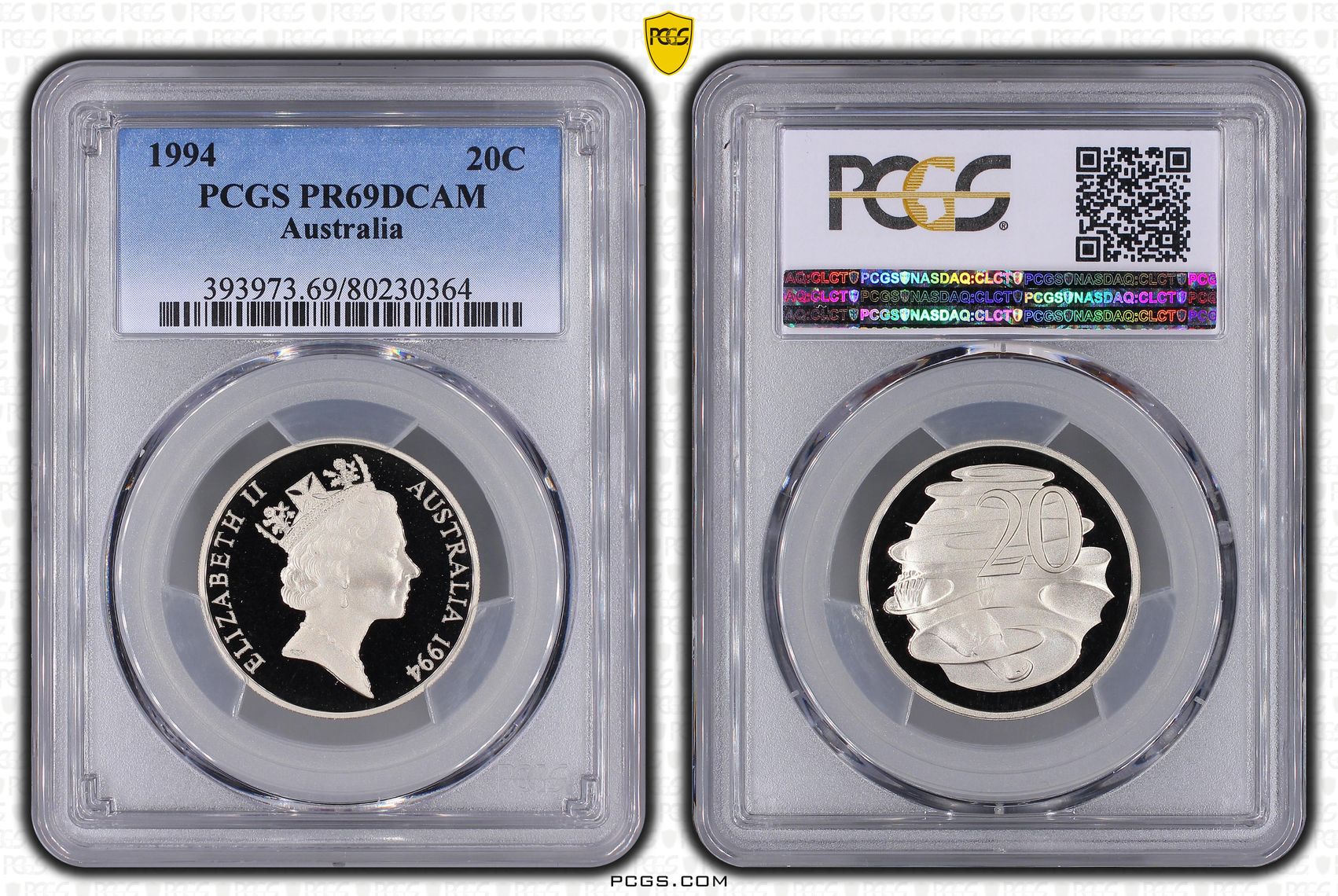 Elizabeth II, Twenty Cent, 1994, PCGS PR69DCAM