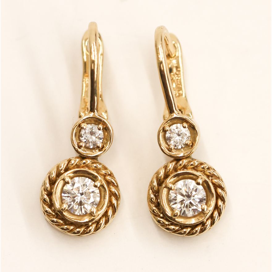 Pair Sonia Bitton 14k Diamond Drop Earrings