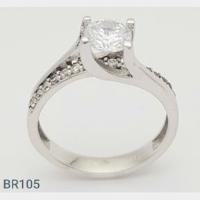 STERLING SILVER 'FIRDOUS CLUSTER' RING WITH CZ'S (SIZE P1/2) - 51543/255