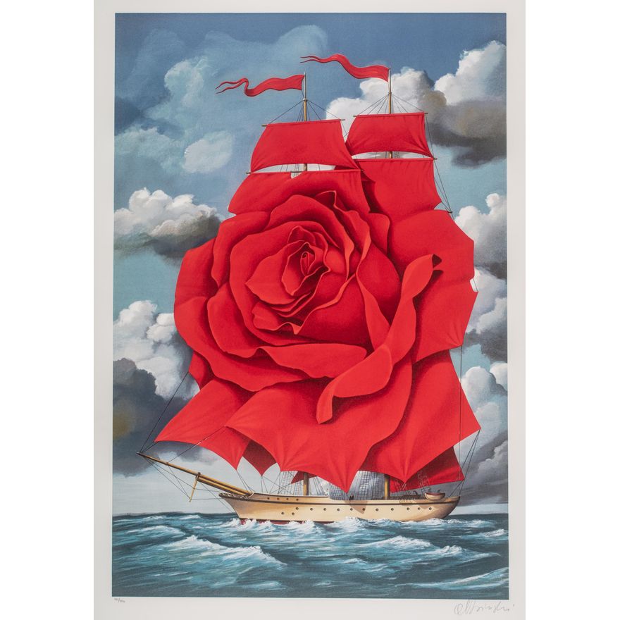 Rafał Olbiński | Red Rose Ship