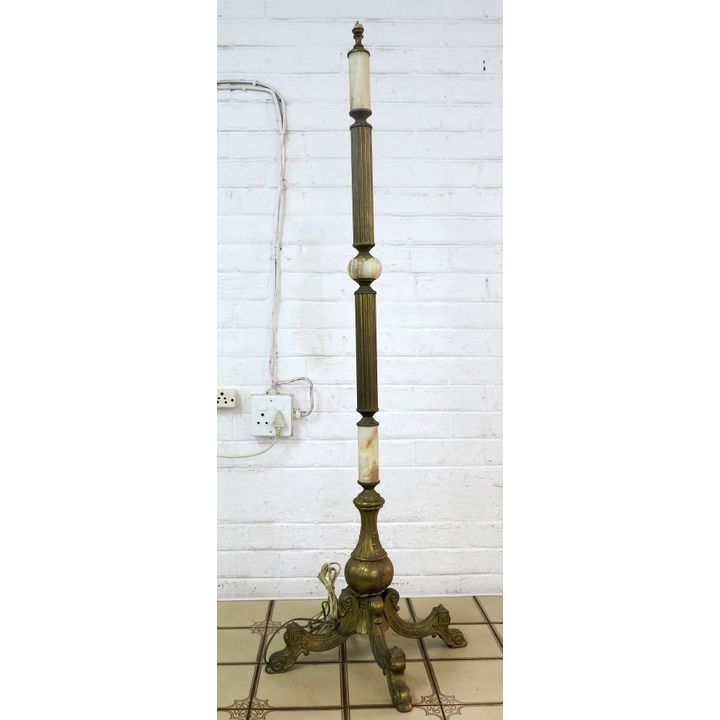 GILDED METAL AND ONYX STANDARD LAMP