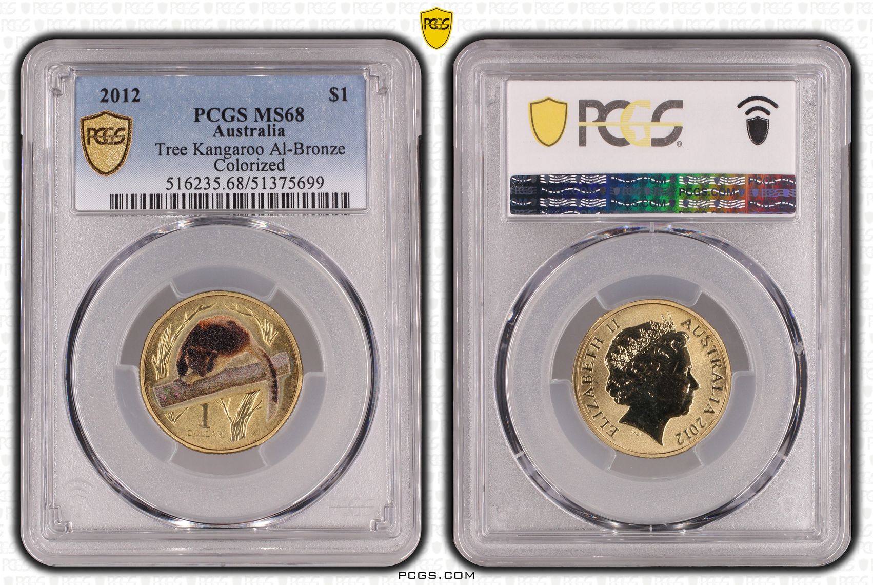 Tree Kangaroo Al-Bronze, One Dollar, 2012, PCGS MS68