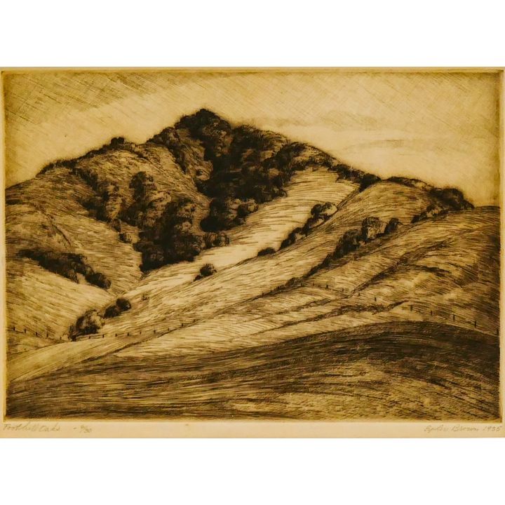 Eyler Brown ''Foothill Oaks'' 1935 S/N Etching Matted 16''x20'' - Edition of 30