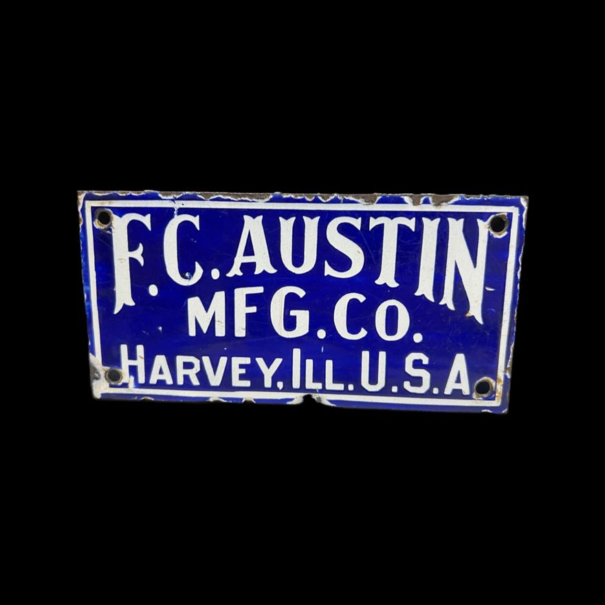 Fc Austin Mfg Company Harvey Ill Usa Porcelain Sign