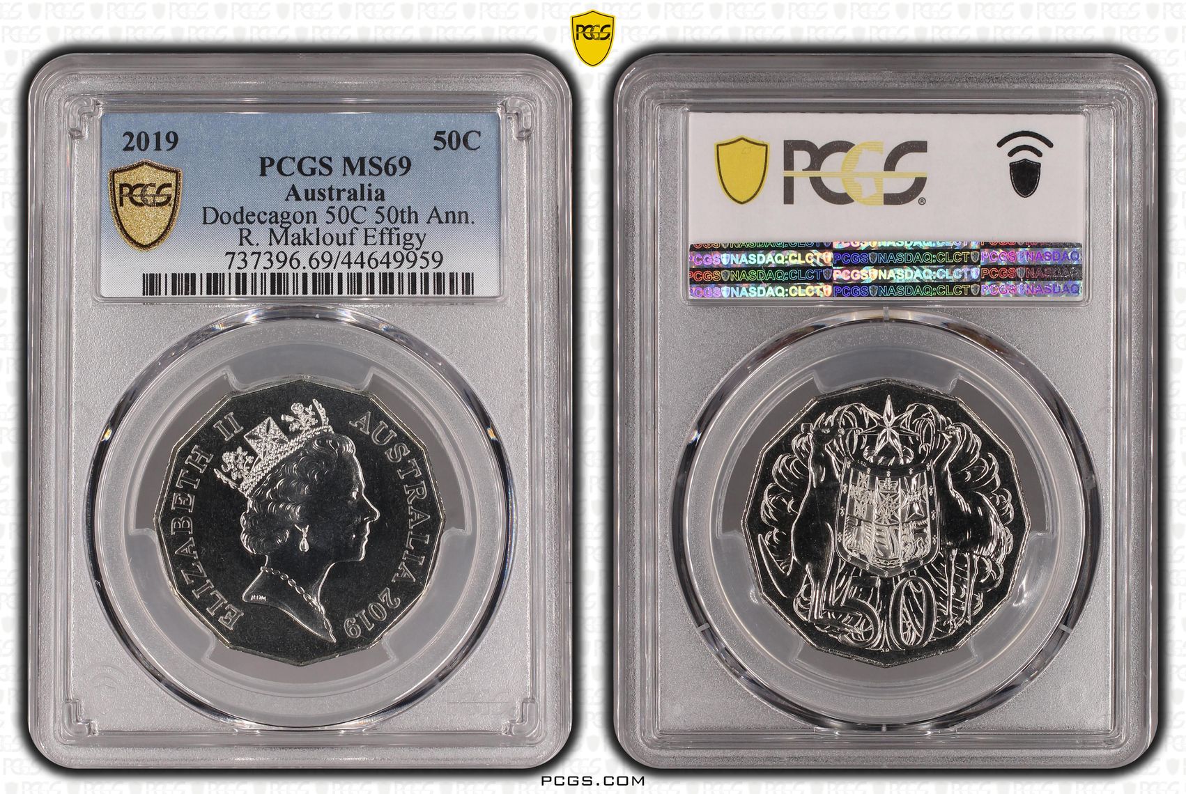 2019 Australia Fifty Cent, 50c Dodecagon 50C 50th Ann. R. Maklouf Effigy PCGS - MS69 POP 23/0 -959