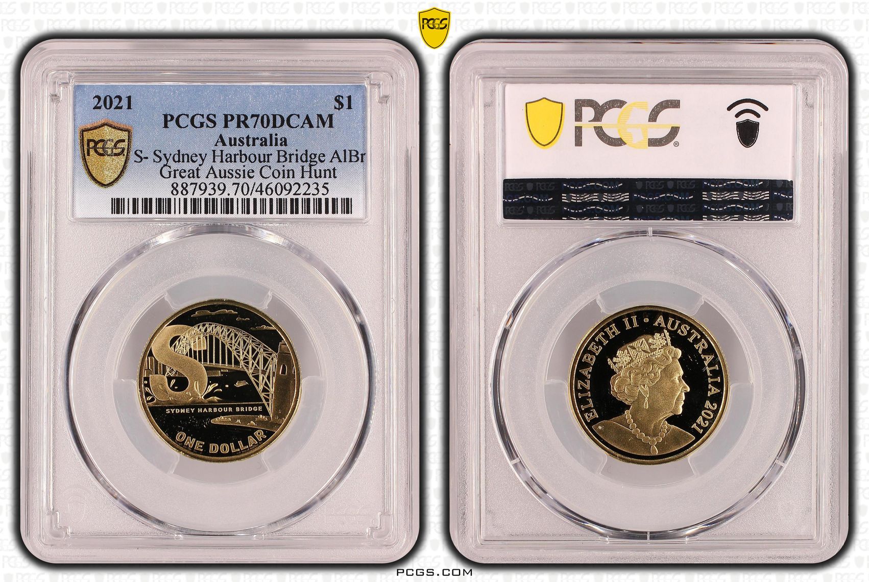 S- Sydney Harbour Bridge AlBr, One Dollar, 2021, PCGS PR70DCAM