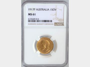 1917 GEORGE V PERTH MINT GOLD SOVEREIGN MS61