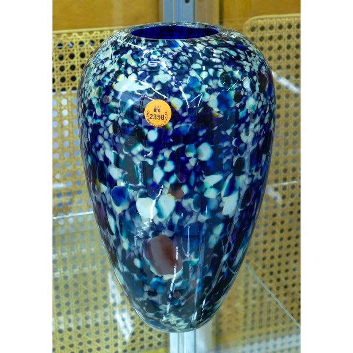 Dillard Glass Studio Blue End of Day Vase 10''