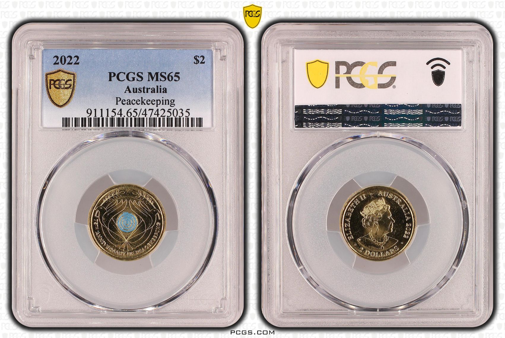 Elizabeth II, Peacekeeping - Colorized , Two Dollar, 2022, PCGS MS65
