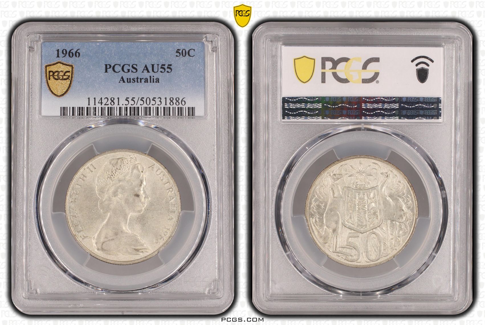 Fifty Cent, 1966, PCGS AU55