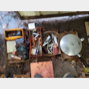 Vintage doctor tools, pressure cooker, and other misc.