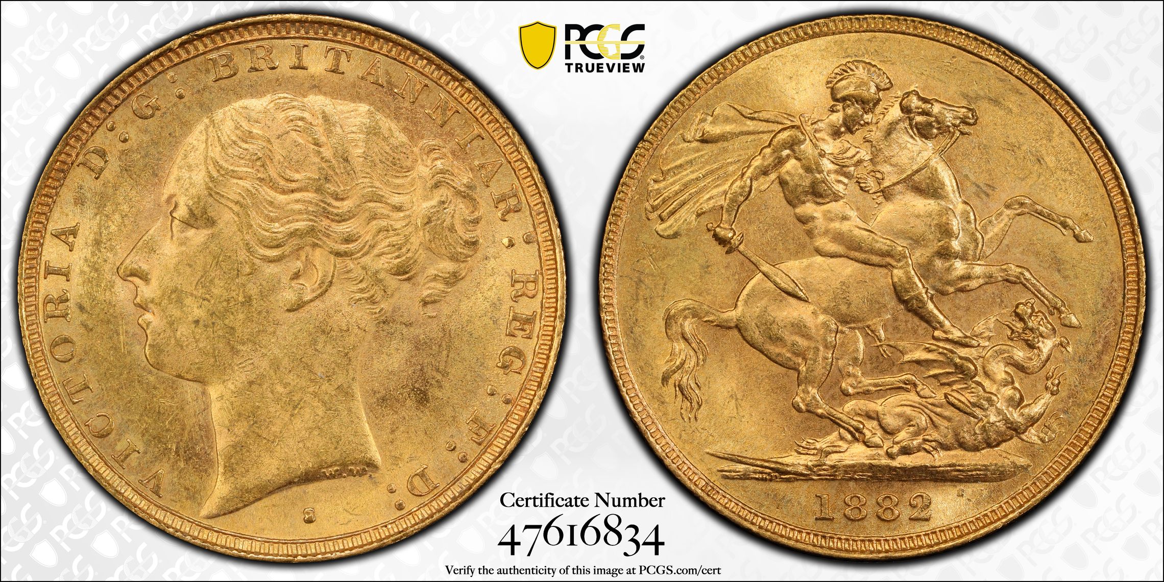 Victoria, Sovereign, 1882-S, PCGS AU58