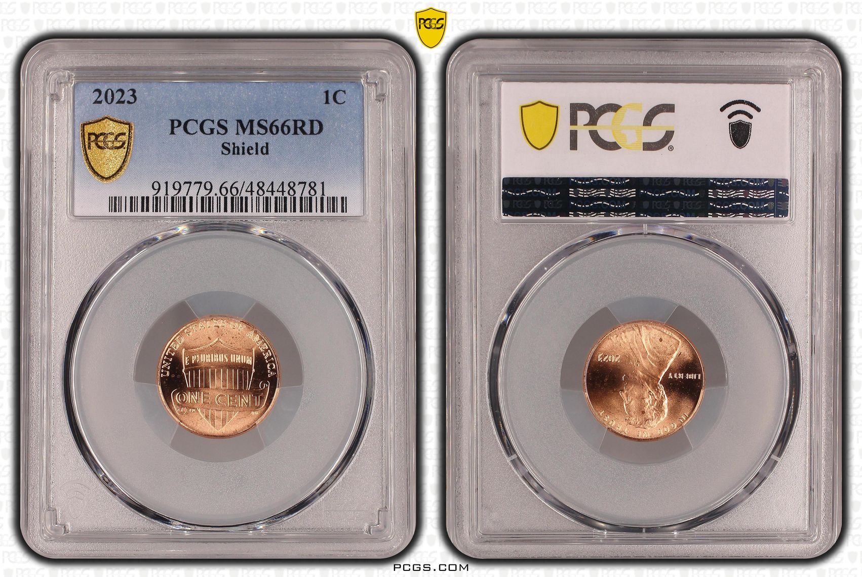 255 · The United States of America, Shield, One Cent, 2023, PCGS MS66RD