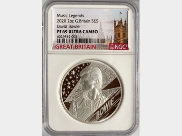2020 MUSIC LEGENDS 'DAVID BOWIE' 2oz SILVER PROOF PF69UCAM