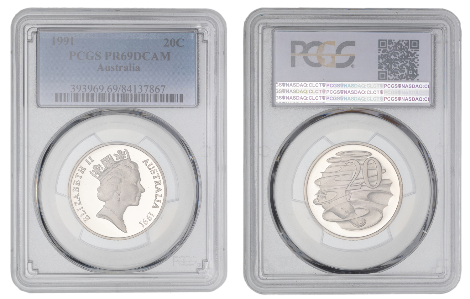 Elizabeth II, Twenty Cent, 1991, PCGS PR69DCAM