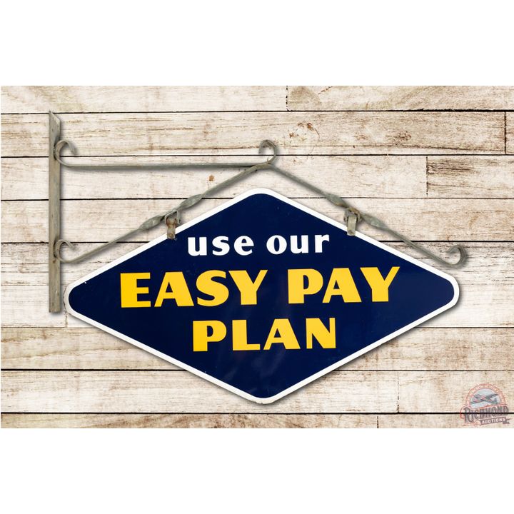 4' Goodyear Tires Use Our Easy Pay Plan Double Sided Porcelain Sign & Original Hanger