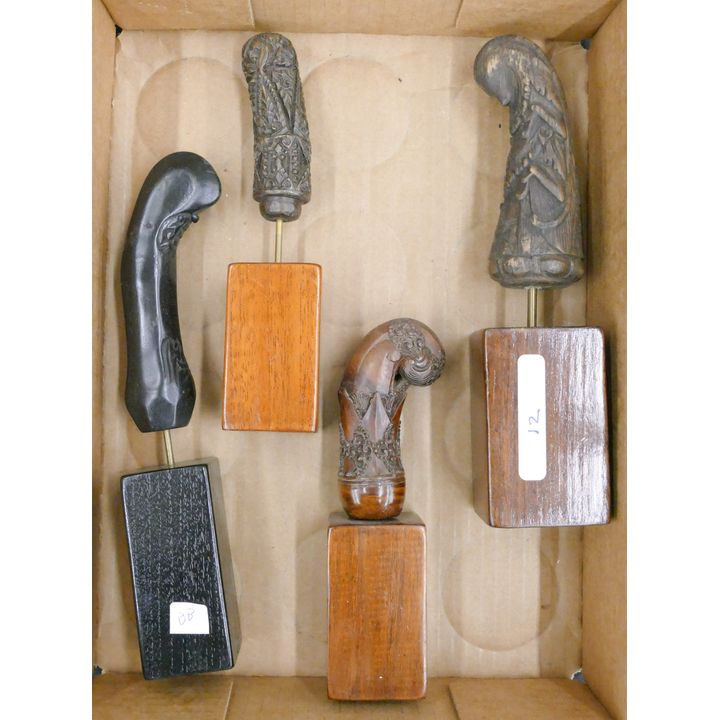 Box 4pc Old Indonesian Carved Kris Handles