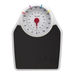 Taylor Battery Free Analog Scales for Body Weight, 330LB Capacity, Easy to Read Large 7-inch Dial, 18.4 x 13.7-inch Ribbed Mat Platform, Bla